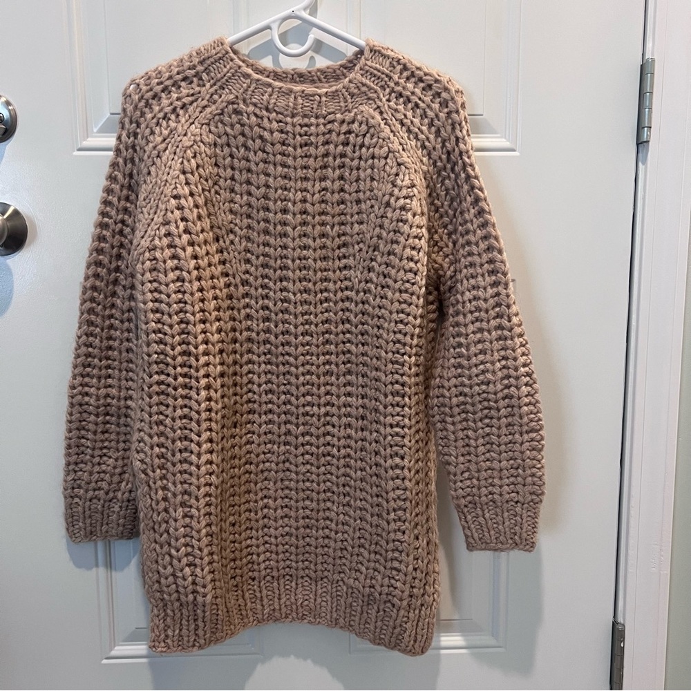 Zara Woman Chunky Alpaca Blend Sweater Size M Oatmeal Color Soft Cozy Pullover